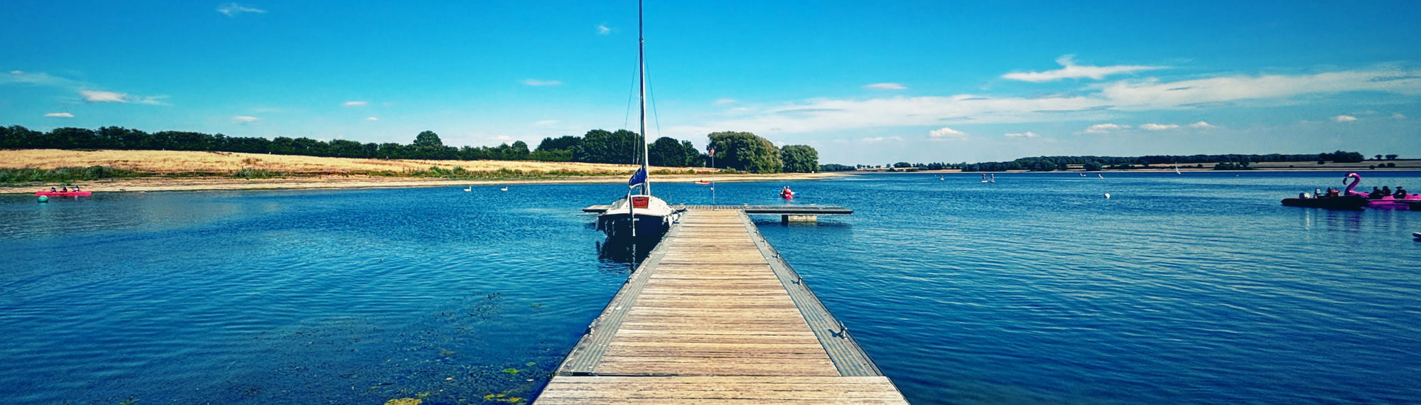 View along jetty acros Rutland Water